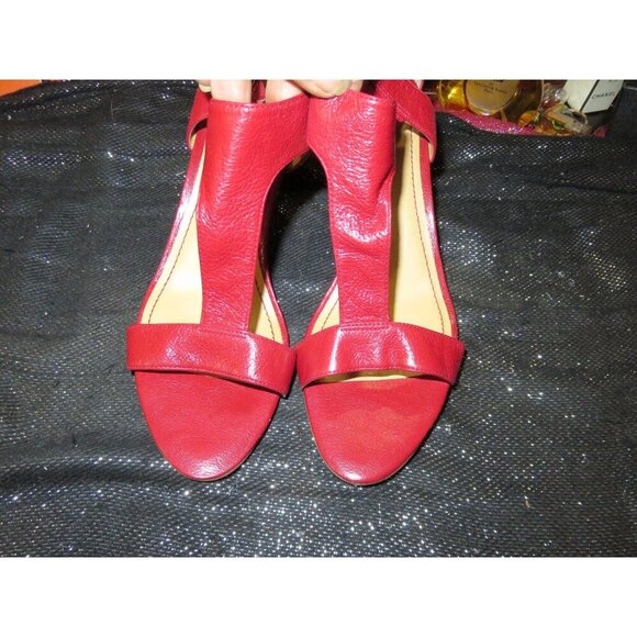 Nine West Red Leather Open Toe caged heels size 10 - Picture 2 of 12